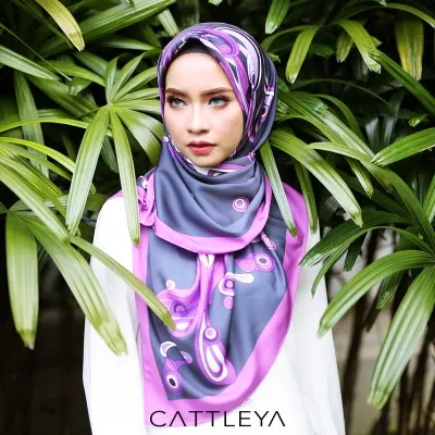 PREMIUM SQUARE SCARF - GLOXINIA SERIES : PURPLE (2)